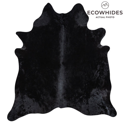 Brazilian Solid Black Cowhide Rug Size 8'3" L x 7'7" W 1177