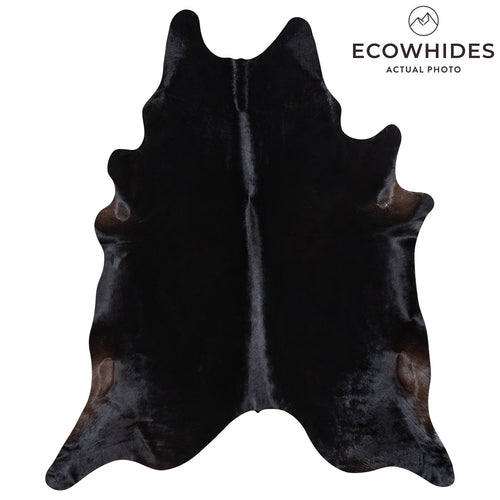 Brazilian Solid Black Cowhide Rug Size 8'4" L x 7'1" W 1178