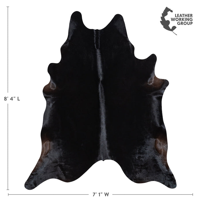 Brazilian Solid Black Cowhide Rug Size 8'4" L x 7'1" W 1178