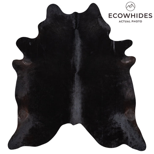 Brazilian Solid Black Cowhide Rug Size 8'2" L x 7'5" W 1179