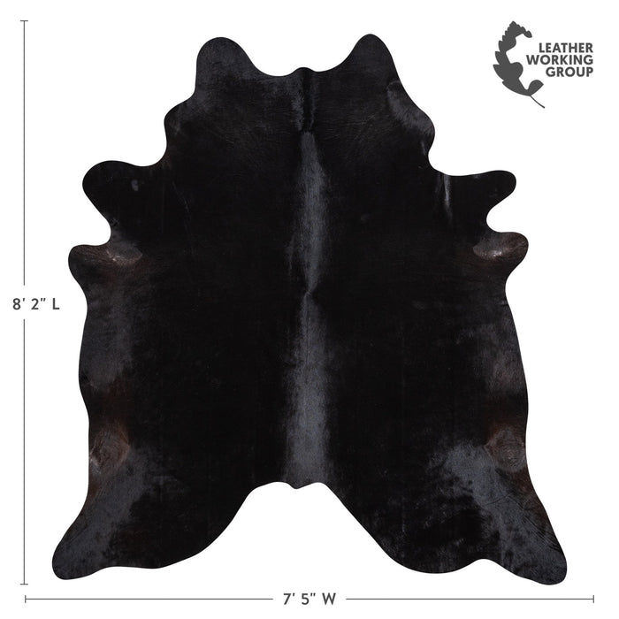 Brazilian Solid Black Cowhide Rug Size 8'2" L x 7'5" W 1179