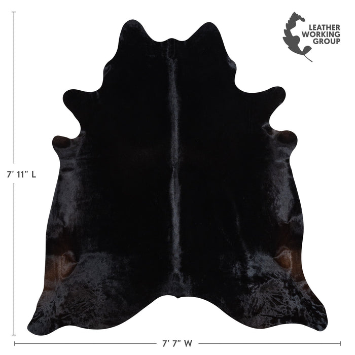 Brazilian Solid Black Cowhide Rug Size 7'11" L x 7'7" W 1180