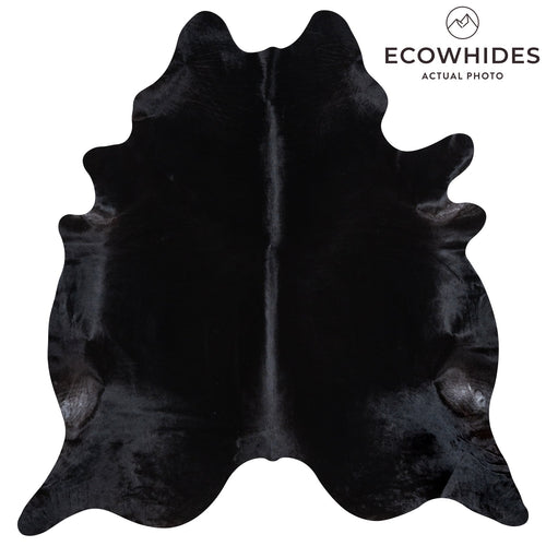 Brazilian Solid Black Cowhide Rug Size 8'2" L x 7'10" W 1181