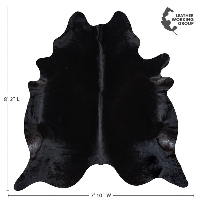 Brazilian Solid Black Cowhide Rug Size 8'2" L x 7'10" W 1181