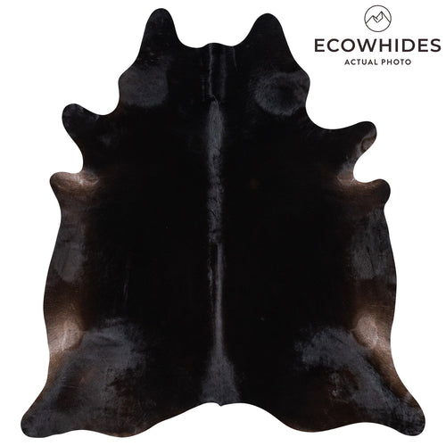 Brazilian Solid Black Cowhide Rug Size 8'2" L x 7'6" W 1186
