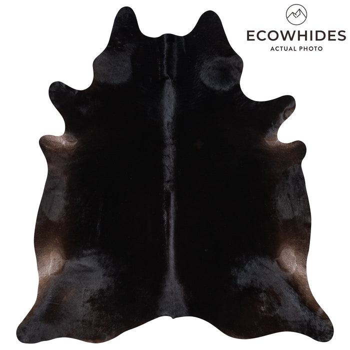 Brazilian Solid Black Cowhide Rug Size 8'2" L x 7'6" W 1186