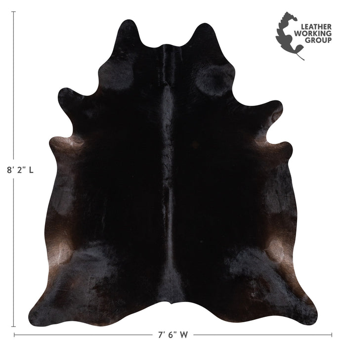 Brazilian Solid Black Cowhide Rug Size 8'2" L x 7'6" W 1186