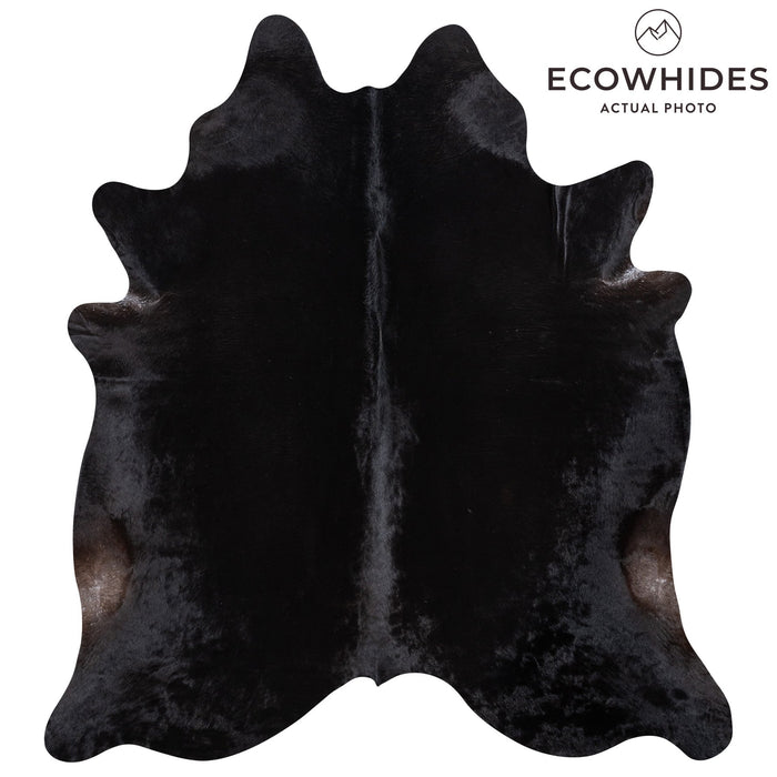 Brazilian Solid Black Cowhide Rug Size 7'7" L x 6'10" W 1187