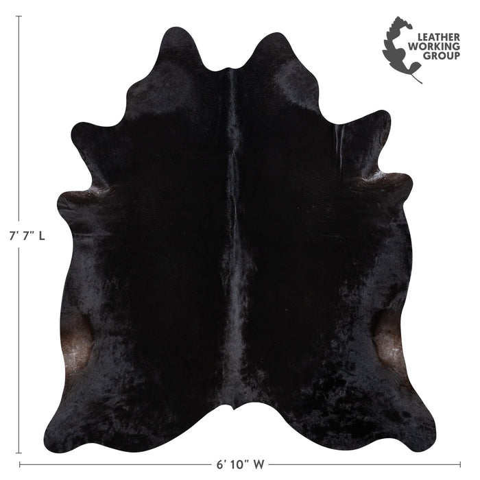 Brazilian Solid Black Cowhide Rug Size 7'7" L x 6'10" W 1187
