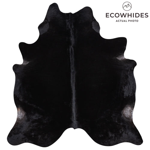 Brazilian Solid Black Cowhide Rug Size 7'4" L x 6'10" W 1190