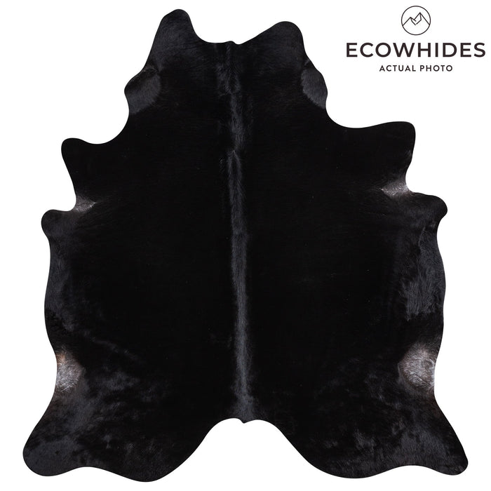 Brazilian Solid Black Cowhide Rug Size 7'4" L x 6'10" W 1190