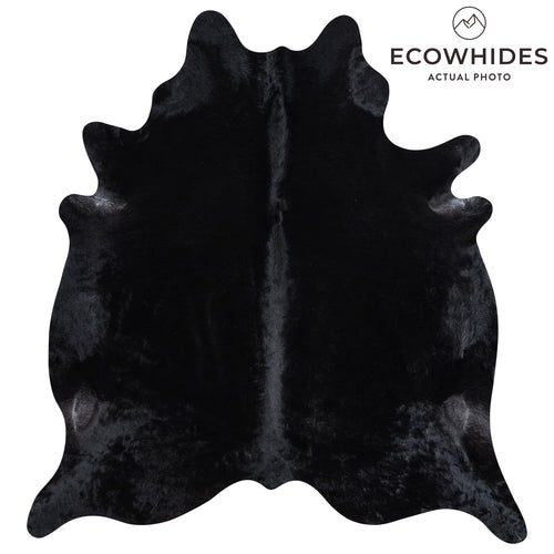 Brazilian Solid Black Cowhide Rug Size 7'9" L x 7'4" W 1191