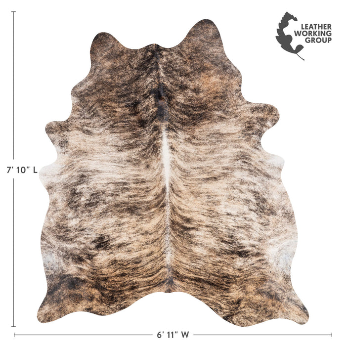 Brazilian Brindle Cowhide Rug Size 7'10" L x 6'11" W 1236