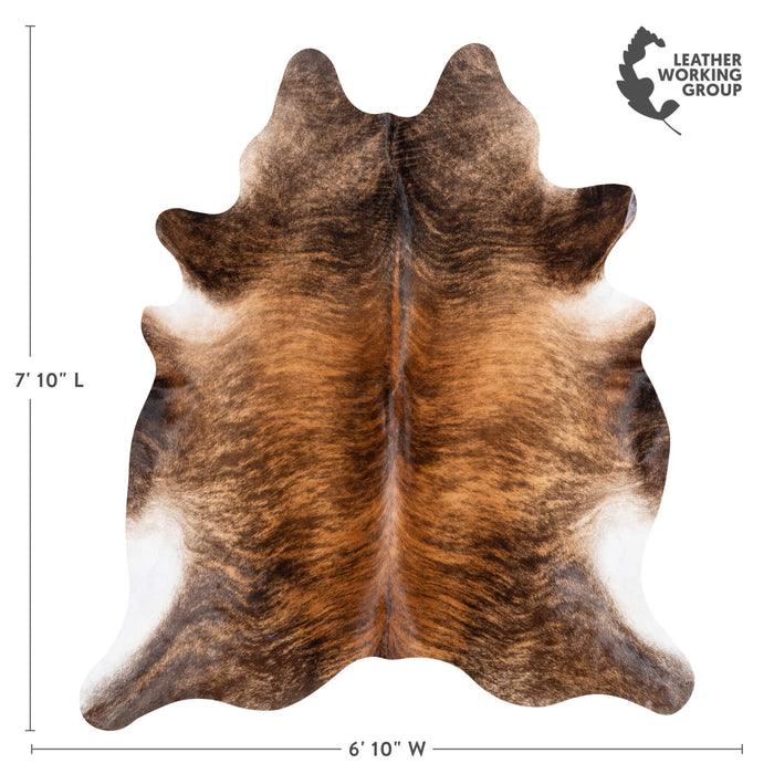 Brazilian Brindle Cowhide Rug Size 7'10" L x 6'10" W 1239