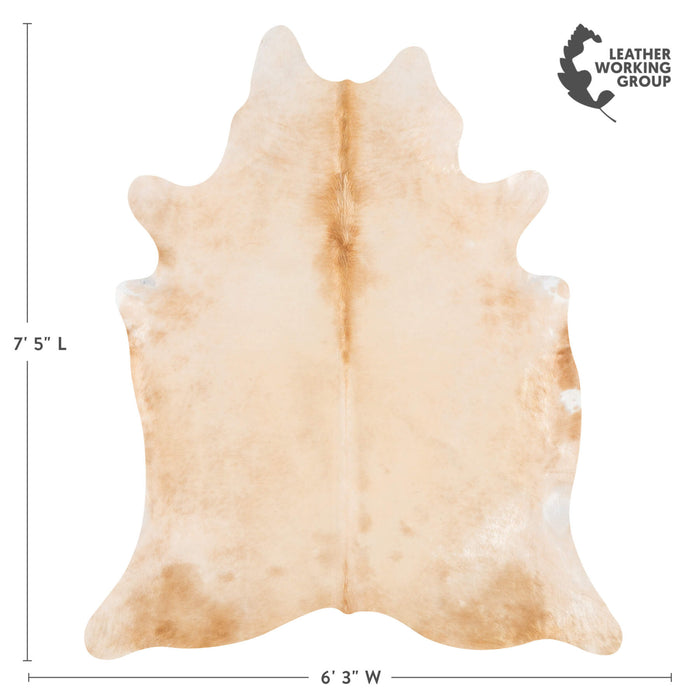 Brazilian Beige Cowhide Rug Size 7'5" L x 6'3" W 1245