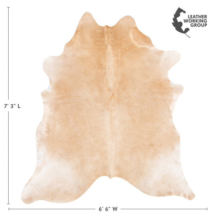 Brazilian Beige Cowhide Rug Size 7'3" L x 6'6" W 1247