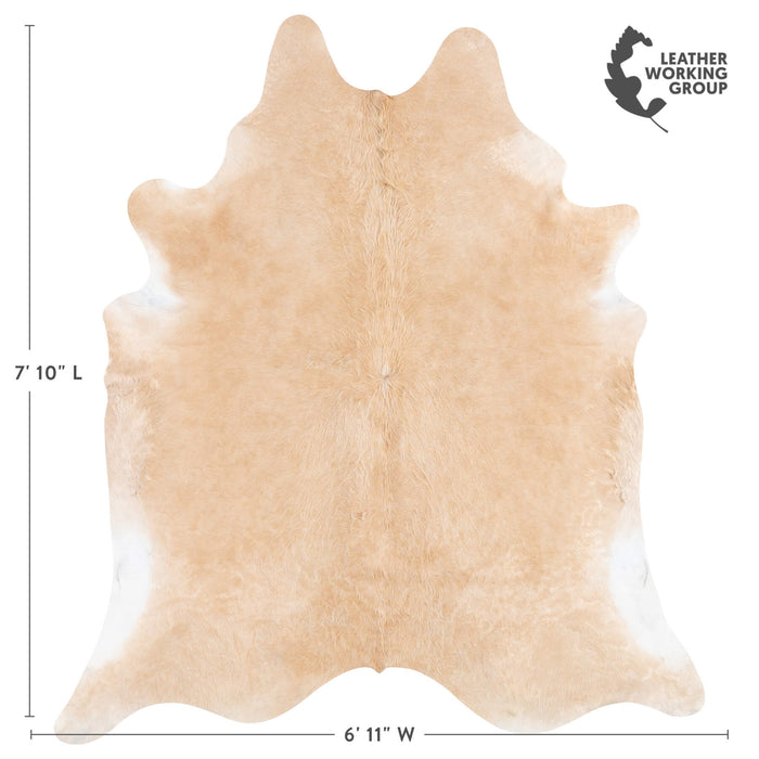 Brazilian Beige Cowhide Rug Size 7'10" L x 6'11" W 1259