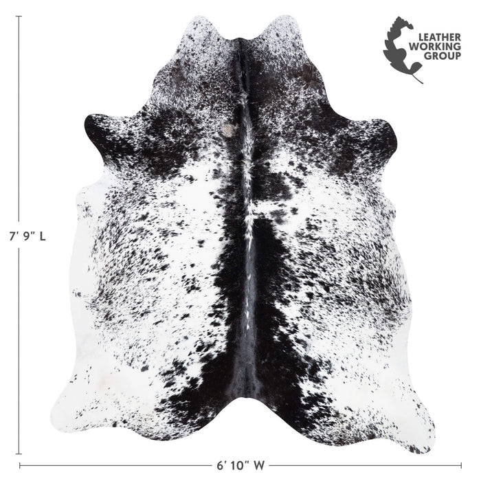 Brazilian Black Salt and Pepper Cowhide Rug Size 7'9" L x 6'10" W 1261