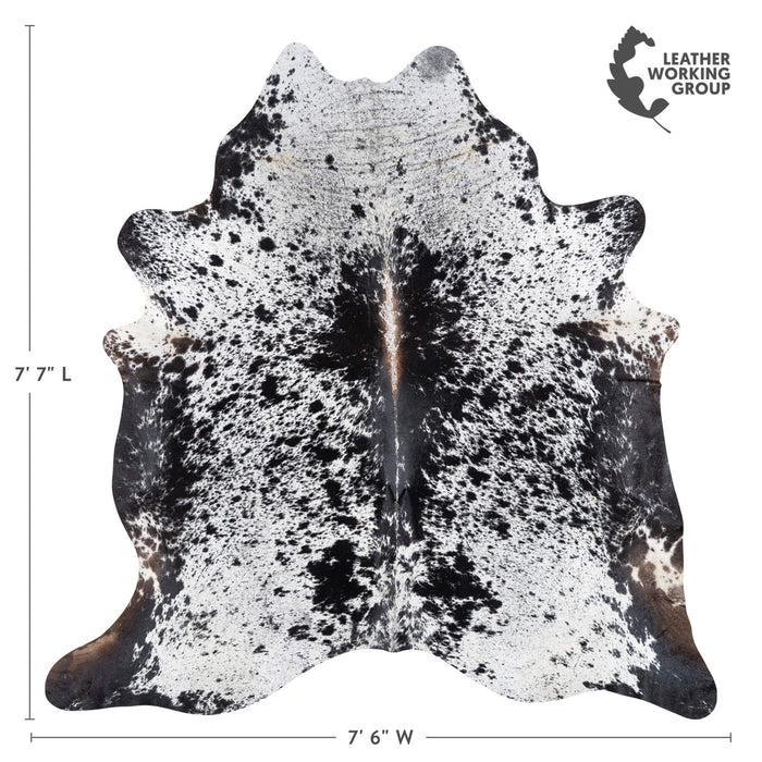 Brazilian Black Salt and Pepper Cowhide Rug Size 7'7" L x 7'6" W 1263