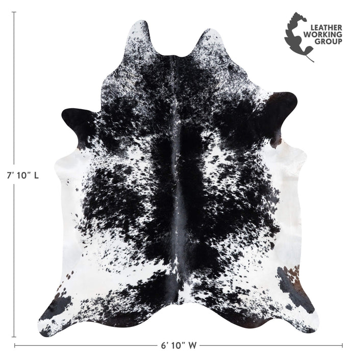 Brazilian Black Salt and Pepper Cowhide Rug Size 7'10" L x 6'10" W 1273