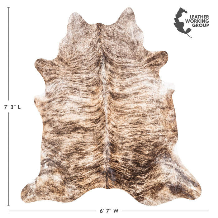 Brazilian Brindle Cowhide Rug Size 7'3" L x 6'7" W 1301
