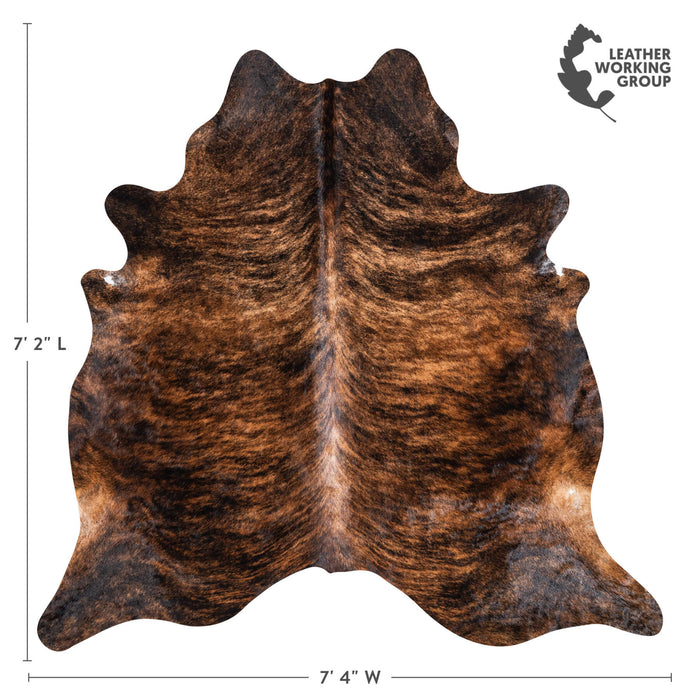 Dark Brindle Cowhide Rug Size 7'2" L x 7'4" W 1331