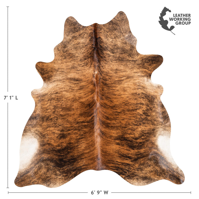 Brazilian Brindle Cowhide Rug Size 7'1" L x 6'9" W 1333