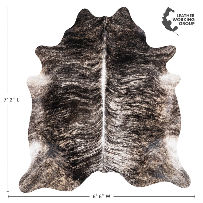 Light Grey Brindle Cowhide Rug Size 7'2" L x 6'6" W 1340