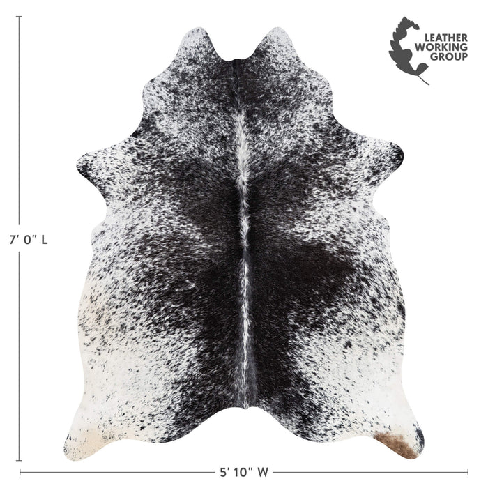 Black Salt and Pepper Cowhide Rug Size 7'0" L x 5'10" W 1346