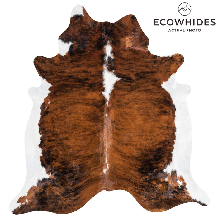 Brindle White Belly and Backbone Cowhide Rug Size 7'9" L x 7'6" W 1362