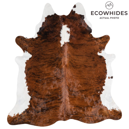 Brindle White Belly and Backbone Cowhide Rug Size 7'8" L x 6'11" W 1363