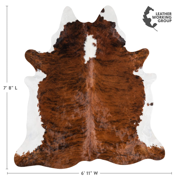 Brazilian Brindle White Belly and Backbone Cowhide Rug Size 7'8" L x 6'11" W 1363
