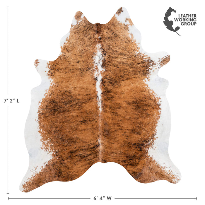 Brindle White Belly and Backbone Cowhide Rug Size 7'2" L x 6'4" W 1364