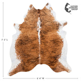 Brazilian Brindle White Belly and Backbone Cowhide Rug Size 7'2" L x 6'4" W 1364