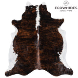 Brazilian Brindle White Belly and Backbone Cowhide Rug Size 6'10" L x 5'11" W 1365