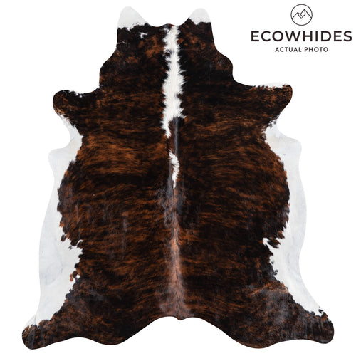 Brazilian Brindle White Belly and Backbone Cowhide Rug Size 6'10" L x 5'11" W 1365