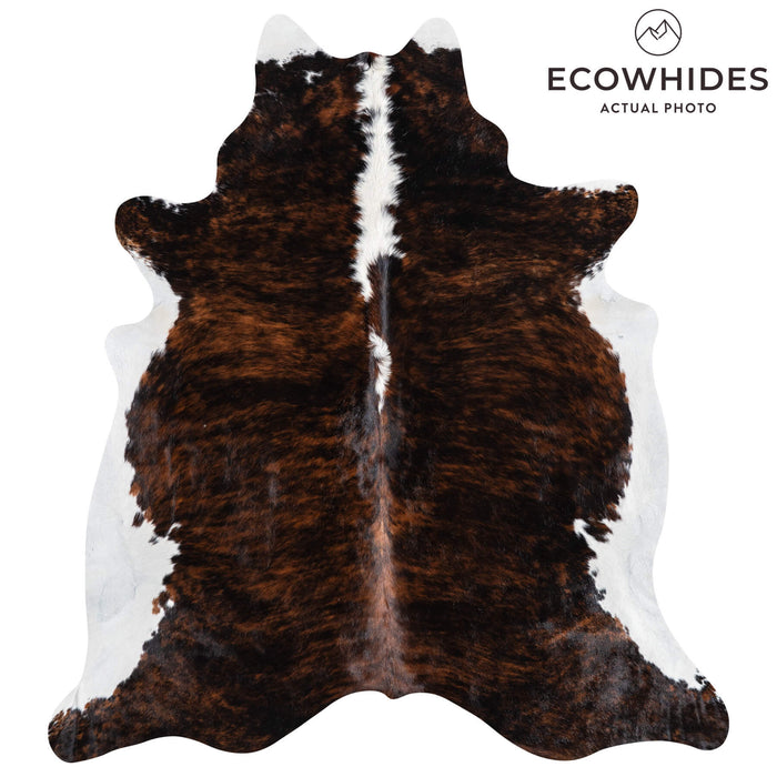 Brazilian Brindle White Belly and Backbone Cowhide Rug Size 6'10" L x 5'11" W 1365
