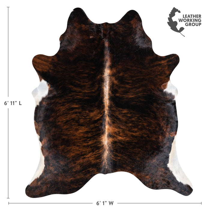 Brazilian Dark Brindle Cowhide Rug Size 6'11" L x 6'1" W 1366