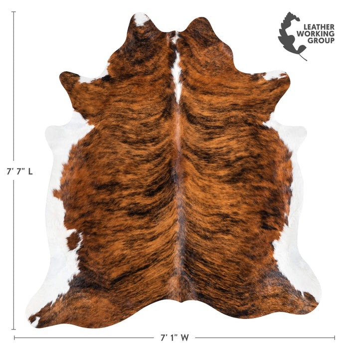Brindle White Belly and Backbone Cowhide Rug Size 7'7" L x 7'1" W 1370