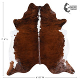 Brazilian Brindle White Belly and Backbone Cowhide Rug Size 7'4" L x 6'10" W 1375