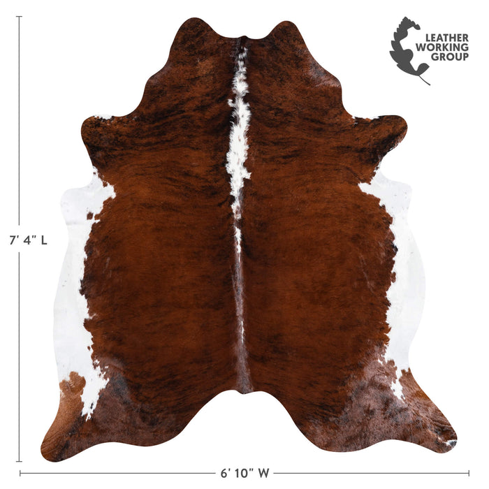 Brazilian Brindle White Belly and Backbone Cowhide Rug Size 7'4" L x 6'10" W 1375