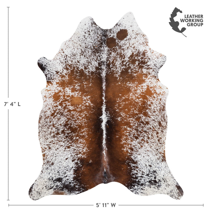 Brown Salt and Pepper Cowhide Rug Size 7'4" L x 5'11" W 1393