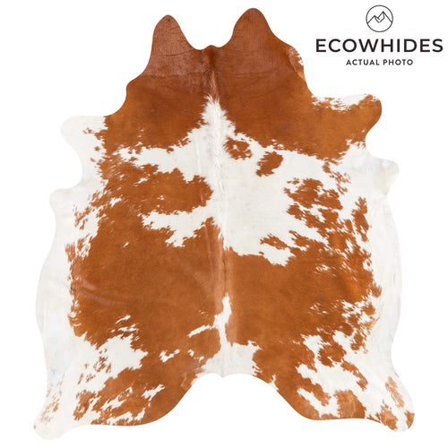 Brazilian Brown and White Cowhide Rug Size 7'6" L x 6'7" W 1452