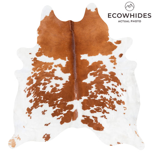 Brazilian Brown and White Cowhide Rug Size 7'10" L x 7'0" W 1457