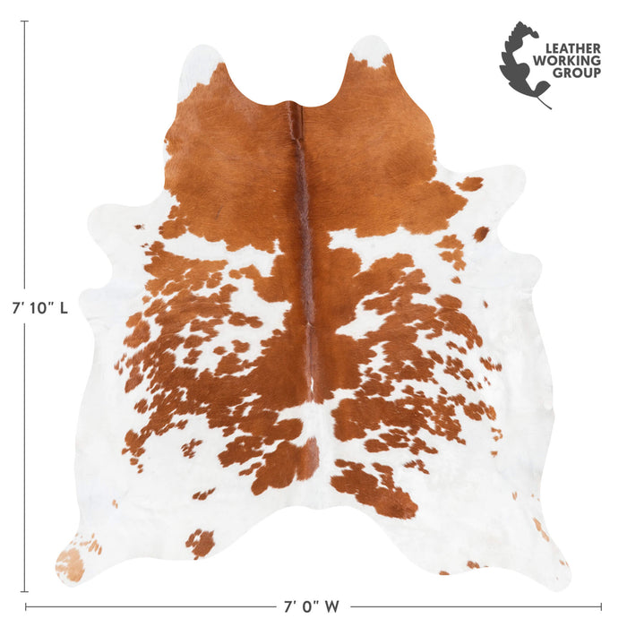 Brazilian Brown and White Cowhide Rug Size 7'10" L x 7'0" W 1457