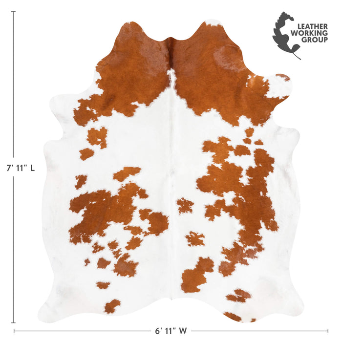 Brazilian Brown and White Cowhide Rug Size 7'11" L x 6'11" W 1458