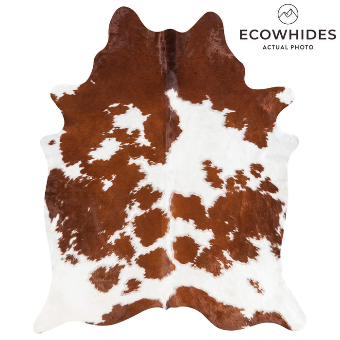 Brazilian Brown and White Cowhide Rug Size 7'11" L x 6'7" W 1459
