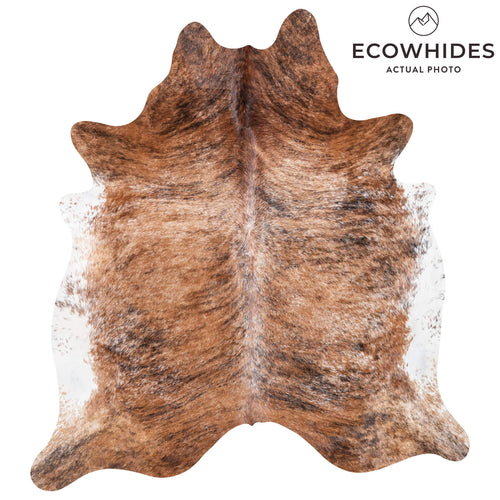 Brazilian Brindle White Belly Cowhide Rug Size 7'5" L x 6'9" W 1460