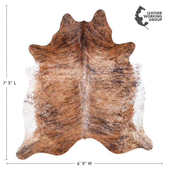 Brazilian Brindle White Belly Cowhide Rug Size 7'5" L x 6'9" W 1460