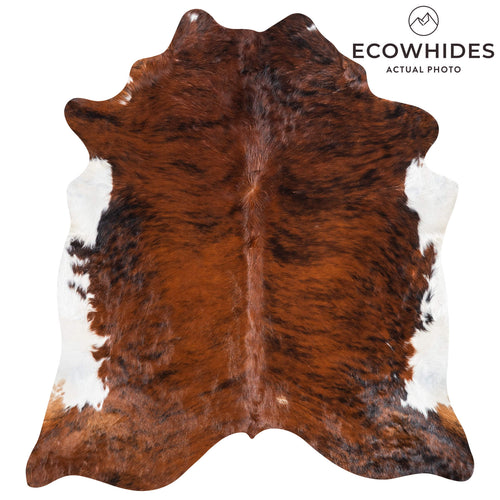 Brazilian Brindle White Belly Cowhide Rug Size 6'11" L x 6'5" W 1464